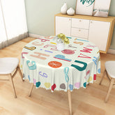 Aperturee - Aperturee Colorful Alphabet Round Tablecloth Educational ABC Design for Kids Birthday Party or Classroom Decor